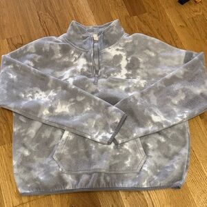 Hippie Rose Gray & White Tie-Dye Quarter-Zip Fleece Pullover